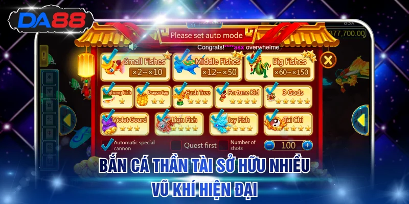 Các loại vũ khí hiện đại khi đi săn Thần Tài